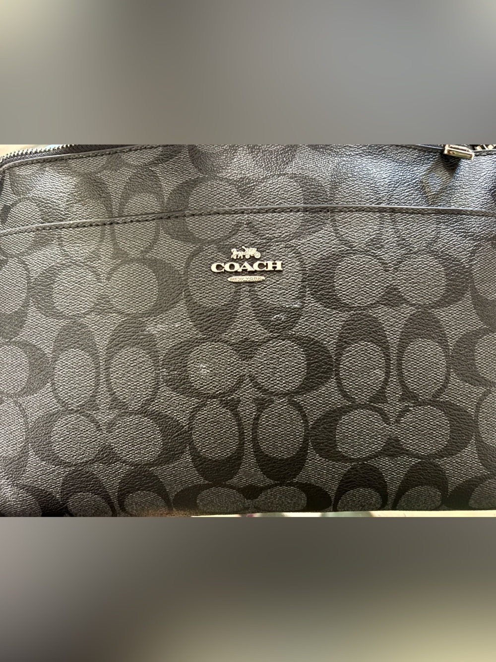 Coach Black Signature Crossbody Pouch with Silver Hardware - Picture 2 of 4